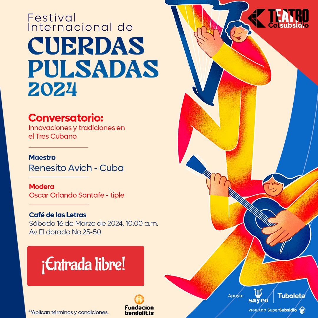 Desde hoy en modo #FestivalDeCuerdasPulsadas en el <a href="/teatrocols/">Teatro Colsubsidio</a> con <a href="/Bandolitis/">Bandolitis</a> hoy conversa con los maestros venezolanos,  muy invitados <a href="/cruzgantonio/">Antonio Cruz</a> @UPTVMusic <a href="/TallerEnsamble1/">Escuela Musical Taller Ensamble</a> <a href="/LaMusicaEnVenas/">La Música En Venas</a> <a href="/RDisidentes/">Rugidos Disidentes</a> <a href="/LQSCgroup/">loquesuenaenlacalle</a> @pepadeguama1 <a href="/astridavila/">a.</a> <a href="/MoniMartinez/">Lectora de Tracks ®</a> <a href="/davidgarciarod/">David García</a>