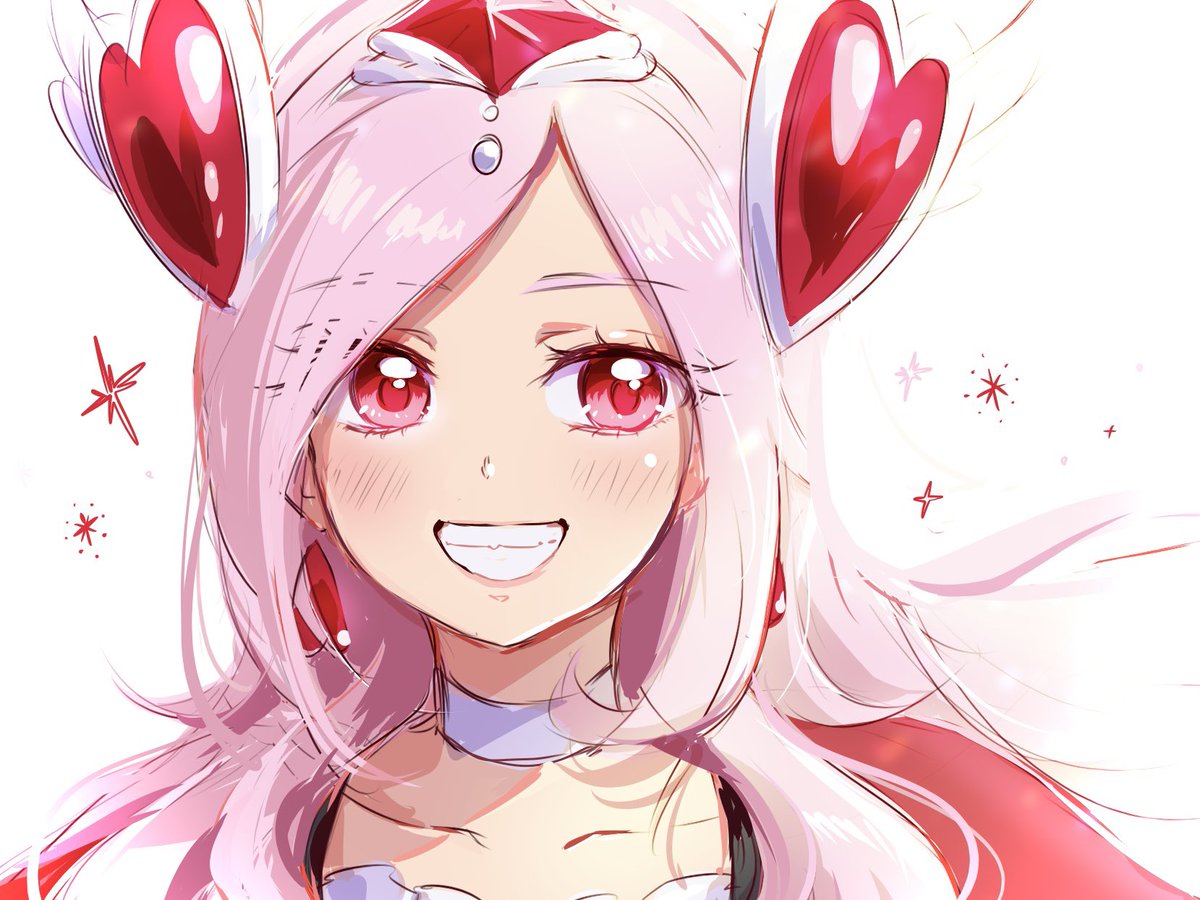 higashi setsuna 1girl white choker solo smile pink hair hair ornament choker  illustration images