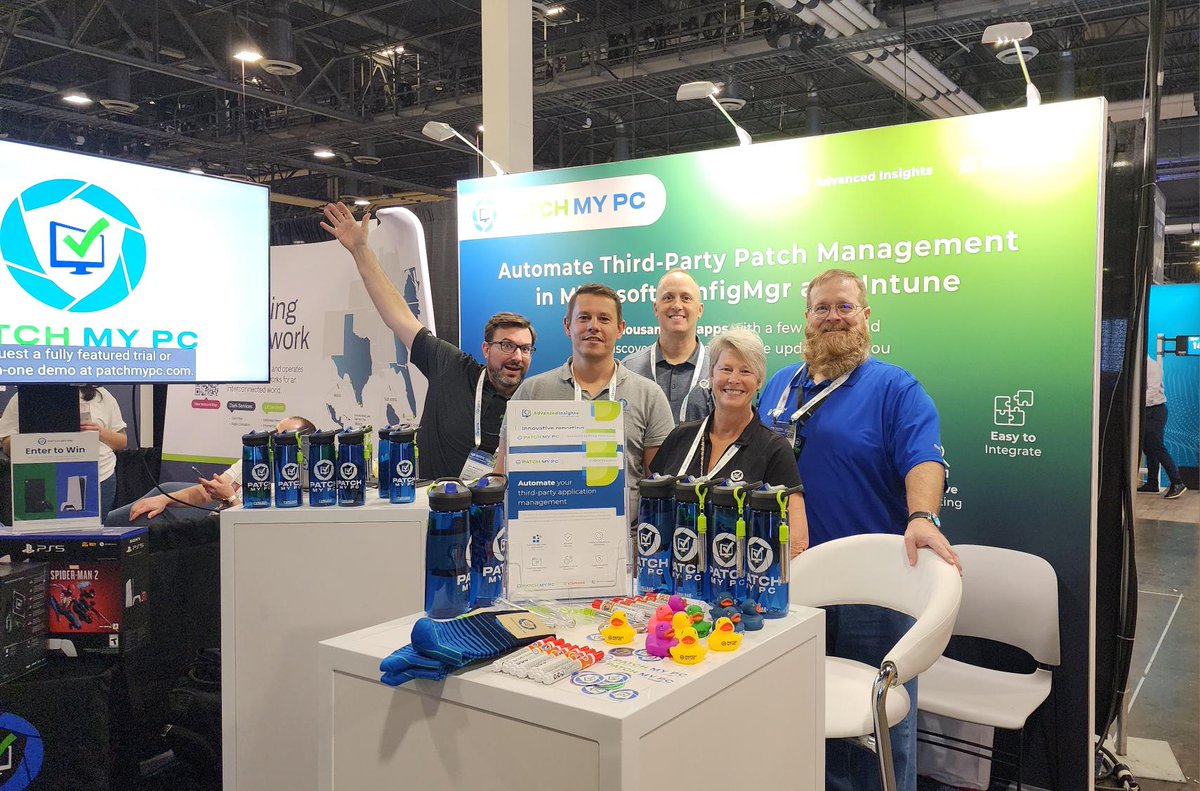 PatchMyPC's tweet photo. Our team has been rocking it out in Vegas this week, representing the #PatchMyPC product and sharing what we do with the #community at the #CPExpo! If you happen to be out there, too, make sure to stop by our booth to enter our daily raffle for a gaming console 🎮 https://t.co/kuDmJZof6o