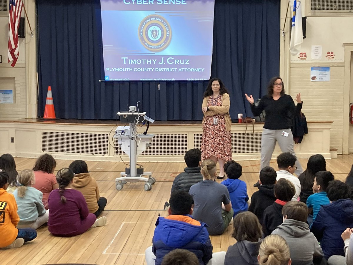 Our work to help protect Plymouth County students while operating online continues. Today, Principal Kristin Wilson welcomed Assistant District Attorney Elizabeth Marvel to the Hedge Elementary School in Plymouth to share our CyberSense program with 4th and 5th graders.