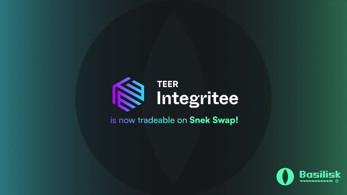 Basilisk (@bsx_finance) on Twitter photo The KSM/ TEER trading pair is now available on Snek Swap π - with XCM transfers of <a href="/integri_t_e_e/">Integritee Network</a> TEER to and from Basilisk also enabled on the Cross-chain UI The KSM/ TEER trading pair is now available on Snek Swap π - with XCM transfers of <a href="/integri_t_e_e/">Integritee Network</a> TEER to and from Basilisk also enabled on the Cross-chain UI