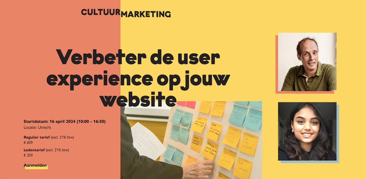 basicorange's tweet photo. Voor Cultuurmarketing verzorgen Maarten Dirksen en Lakhsmi Sewnath op dinsdag 16 april de workshop ‘Website-optimalisatie d.m.v. UX &amp; CRO’. 🚀 Mis deze kans niet om de conversie van jouw site te verhogen met onze handige tips &amp; tools  https://t.co/bqbLSchlik #Cultuurmarketing https://t.co/oYOsaRcyoA