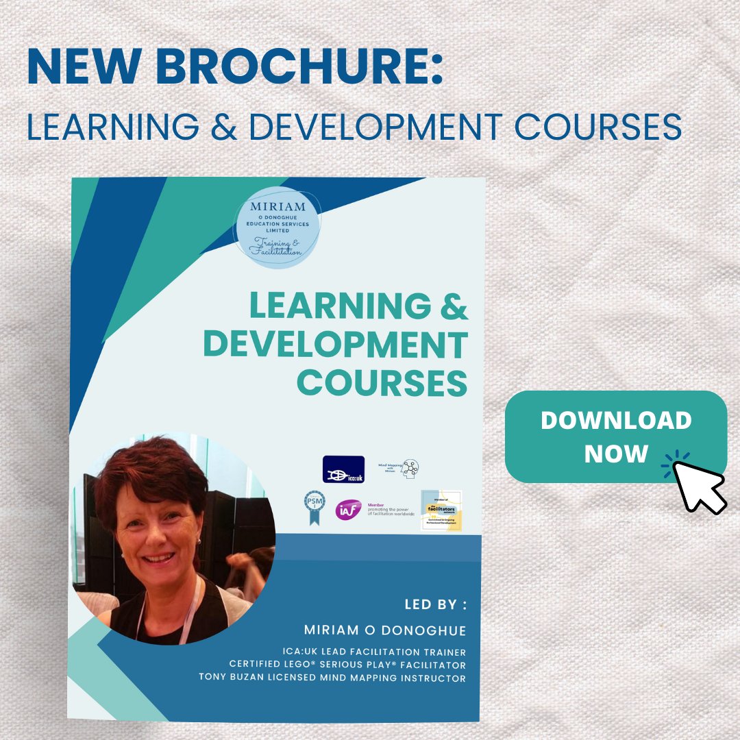 modonoghue11's tweet image. I have put together a brochure detailing all of my Learning and Development Courses. 

Download here: miriam-o-donoghue.mykajabi.com/learning-devel…

#DevelopmentCourses #FacilitationTraining #LegoSeriousPlay #MindMapping #CriticalThinking #Brochure #NewBrochure