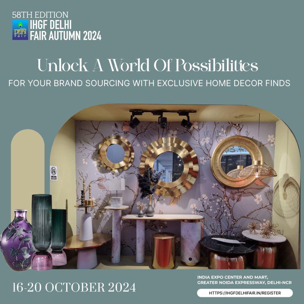 Unlock a world of possibilities for your brand with exclusive home decor finds at IHGF Delhi Fair 2024. Elevate your sourcing experience and discover endless opportunities to adorn homes with unique and captivating designs. Register at: ihgfdelhifair.in/register