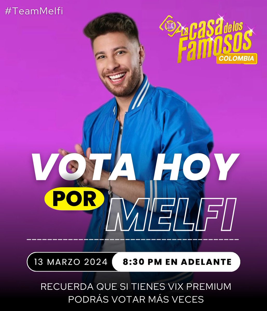 #TeamMelfi prepárate para votar masivamente hoy. 
Y no te pierdas la gala esta noche, será muy importante y emotiva.

#LaCasaDeLosFamososCol