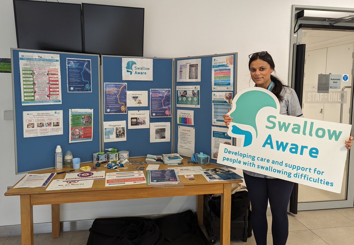 Promoting #SwallowAware2024 at the Ulster Hospital today. Eating, drinking and swallowing is a large part of the SLT job remit, but everyone should be swallow aware. @claresteveSLT @nikkibikki10 @saltyadult