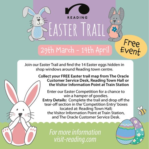 🥚Join Easter fun in Reading! Hunt 14 eggs in Town Centre. Last year was a huge success, this year we bring you a competition to win goodies! 🐇🍫🐤 #rdguk #Easter #easter2024 #prizes #competition