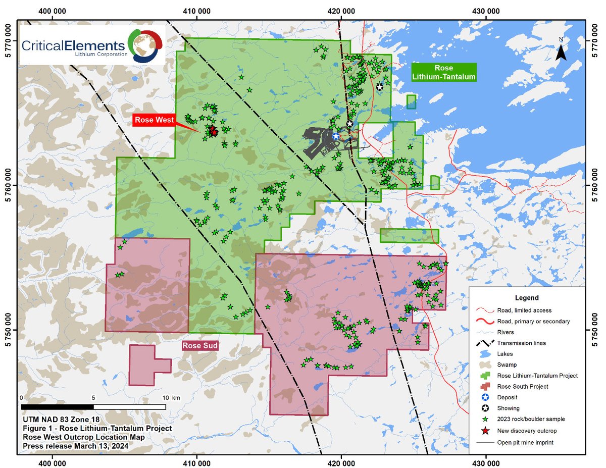 CRECORP's tweet image. 🎯⛏️ Critical Elements #Lithium completes #drillprogram at Rose West Discovery and intercepts multiple, wide #spodumene-rich #pegmatites cecorp.ca/en/critical-el…