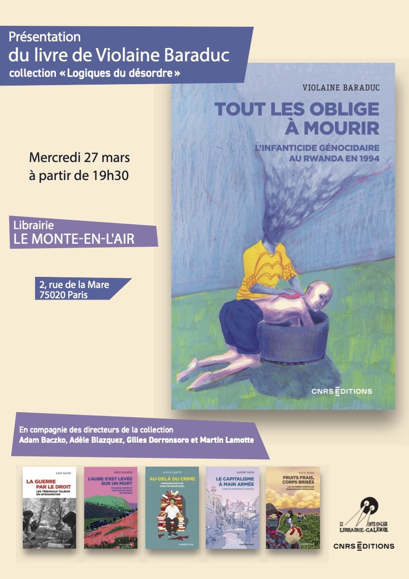 On vous attend mercredi 27 mars à 19h30 @lemontenlair avec Violaine Baraduc pour la sortie de son livre Tout les oblige à mourir. L'infanticide génocidaire au Rwanda en 1994. L'occasion de découvrir cette enquête hors du commun et d'échanger avec l'auteure autour d'un verre!