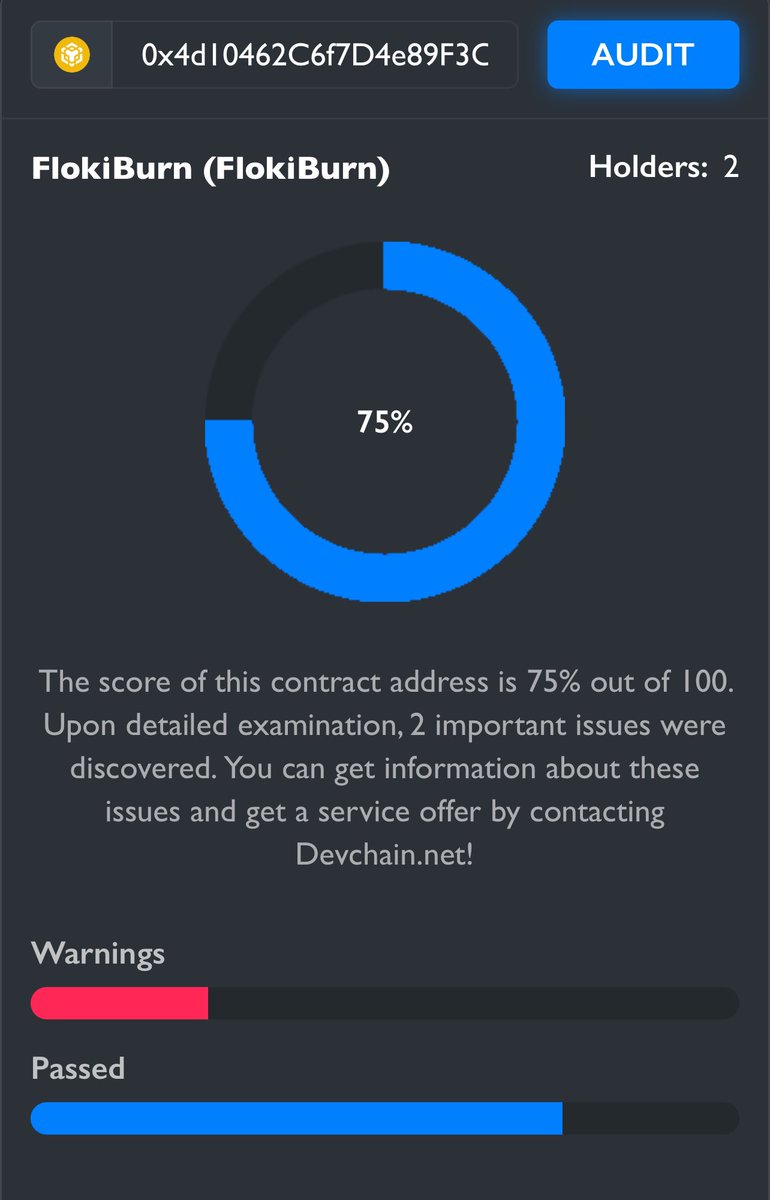 DevChainNet's tweet photo. @Floki_Burn Check the quick audit report. Have a wonderful investments.

For details: https://t.co/xCj86E3SlC
Telegram: https://t.co/WrIaUEIL7c https://t.co/rPjKumY5bq