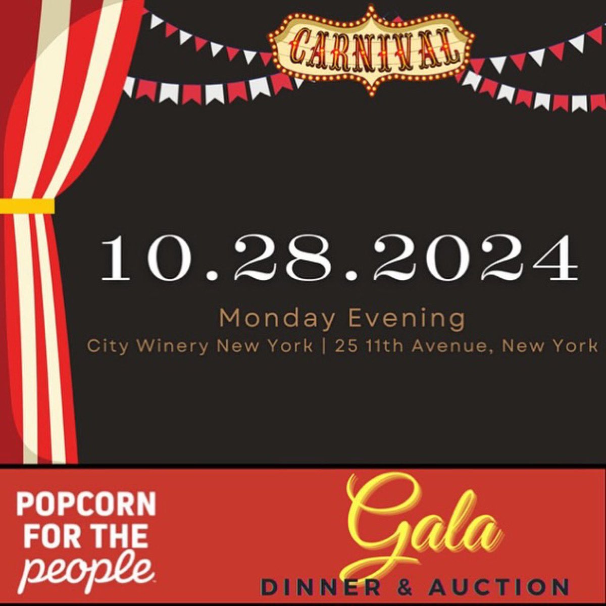 Repost @popcorn4people • 🍿✨ Save the Date! On Monday, Oct 28, 2024, join us at City Winery NYC for an extraordinary evening supporting inclusion and empowerment.