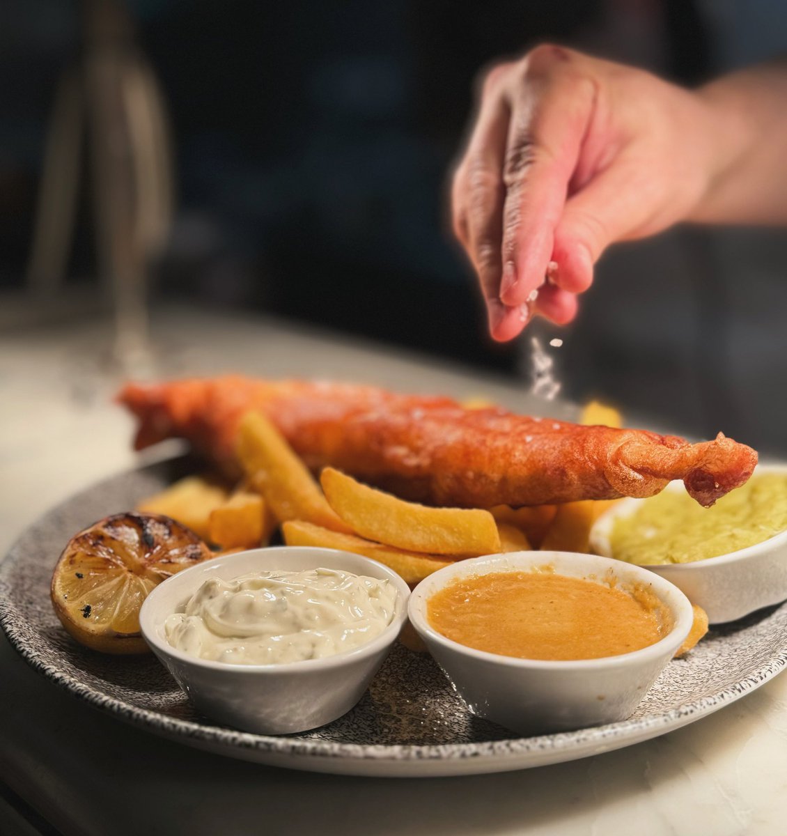 Our Classic Beer Battered Fish & Chips is Now Aspall Cyder Battered!   It will certainly hit the spot! 🐟🍽️

Followed by: tartare, marrow fat peas & Curry sauce! 

Come in and try it now, you’ll love it! 

#newmenu #youngschefsacademy #youngspublife #fishandchips #curry