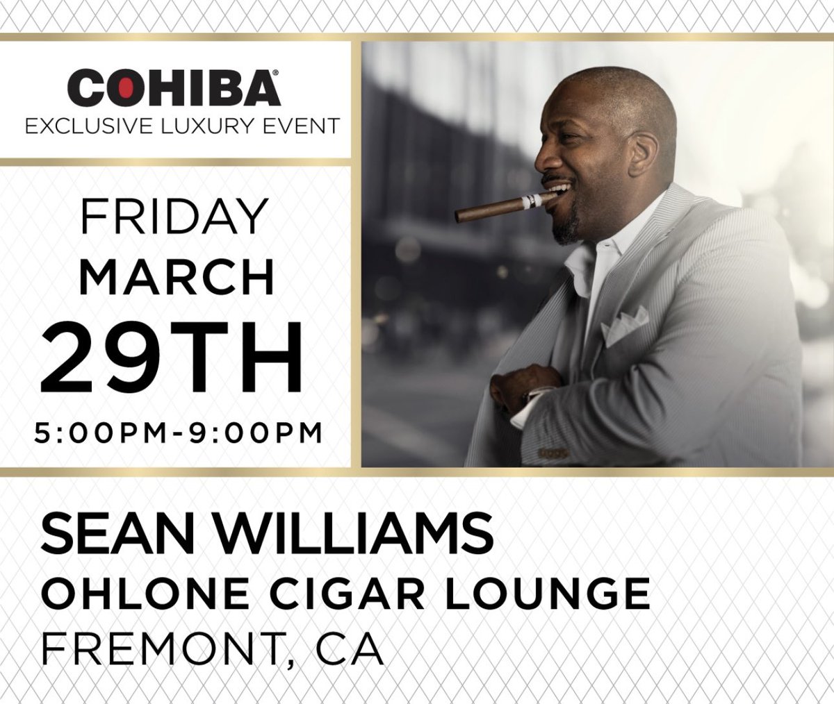 He is making his return to OCL! @Sean_Cigar with @cohiba joins us on 3/29 for an exclusive event from 5p to 9p! Come out and enjoy the fun and yes, Cohiba cigars! 💨🔥