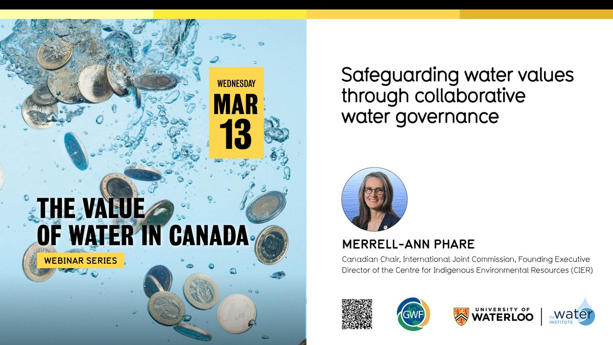 the Water Institute (@water_institute) on Twitter photo Join us TODAY at 12pm EST as we welcome <a href="/IJCsharedwaters/">IJC - International Joint Commission</a> Canadian Chair <a href="/pharethoughts/">Merrell-Ann Phare</a> to share insights on ‘Safeguarding water values through collaborative #WaterGovernance’.
💧Join the conversation here:
uwaterloo.zoom.us/webinar/regist… Join us TODAY at 12pm EST as we welcome <a href="/IJCsharedwaters/">IJC - International Joint Commission</a> Canadian Chair <a href="/pharethoughts/">Merrell-Ann Phare</a> to share insights on ‘Safeguarding water values through collaborative #WaterGovernance’.
💧Join the conversation here:
uwaterloo.zoom.us/webinar/regist…