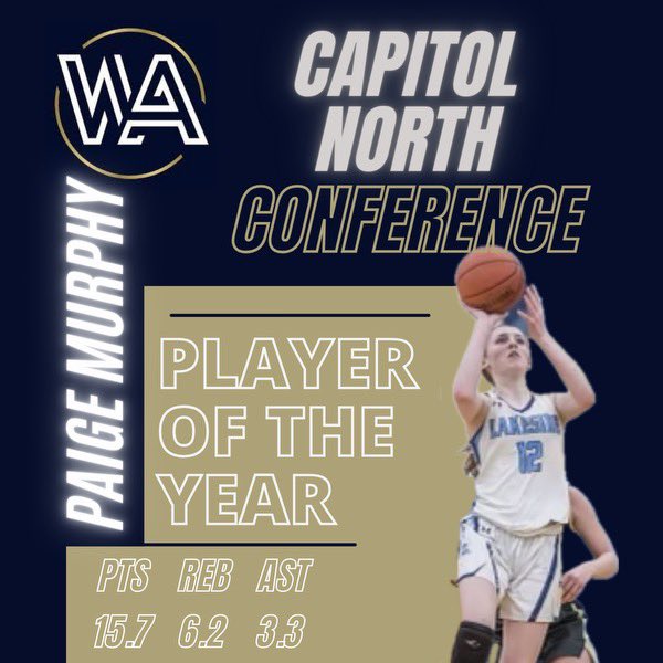Congratulations to 2027 PG Paige Murphy (<a href="/PaigeTMur/">Paige Murphy</a>) for being named Player of the Year in the Capitol North Conference!

Murphy averaged 15.7ppg, 6.2rpg &amp; 3.3apg for Lakeside Lutheran!

#WABFam