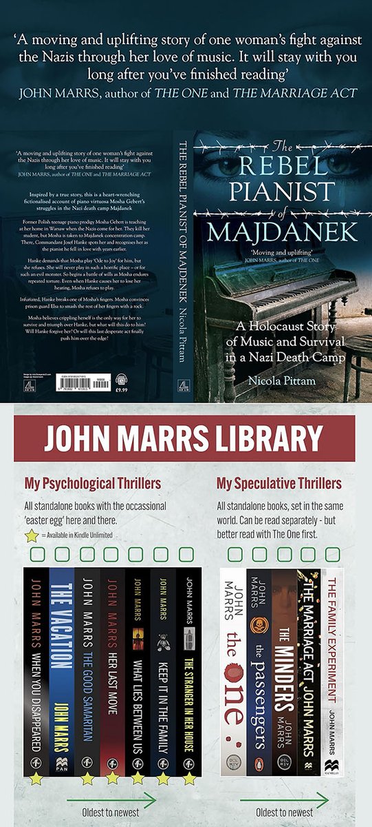 THANK YOU @johnmarrs1 for your kind words about my book The Rebel Pianist of Majdanek. Not only is John an amazing writer (The One, The Marriage Act) but he’s also an great advocate for other writers. You can still pre-order my book here: amzn.to/3slz9FF @MardleBooks