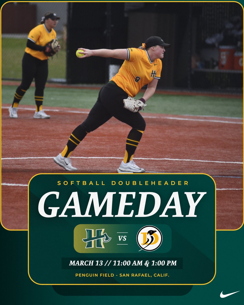 🥎: GAMEDAY 🆚: @dominicansports 🏟️: Penguin Field 📍: San Rafael, Calif. ⏰: 11 AM & 1 PM To watch or follow live stats, click the link in our bio! #GoJacks🪓 #DriveOn