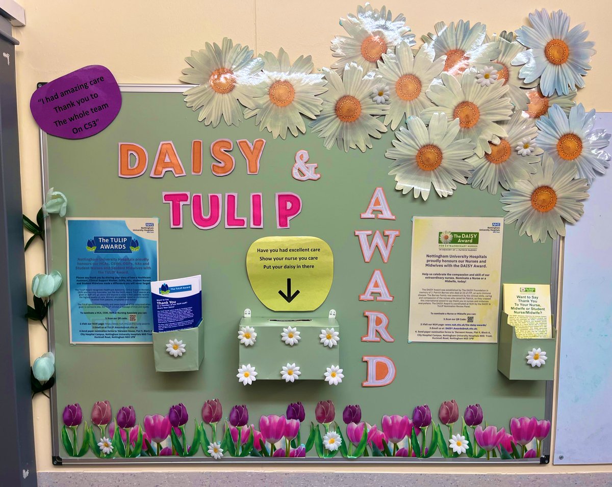 We’d Like to present our brand new Daisy & Tulip Award Board on Ward C53 Isn’t she beautiful! 😍 @lizwing1 @SarahMack24 @DejongeSi @Vickyy_Jones