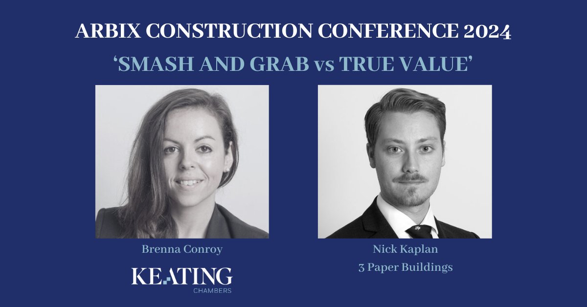 Keating Chambers' Brenna Conroy and @3PBChambers' Nick Kaplan are delivering a joint talk at this week's Arbrix Spring Conference. The talk will focus on the recent decision in Bellway Homes v Surgo Construction, in which they appeared on opposite sides. 3pb.co.uk/when-two-becom…