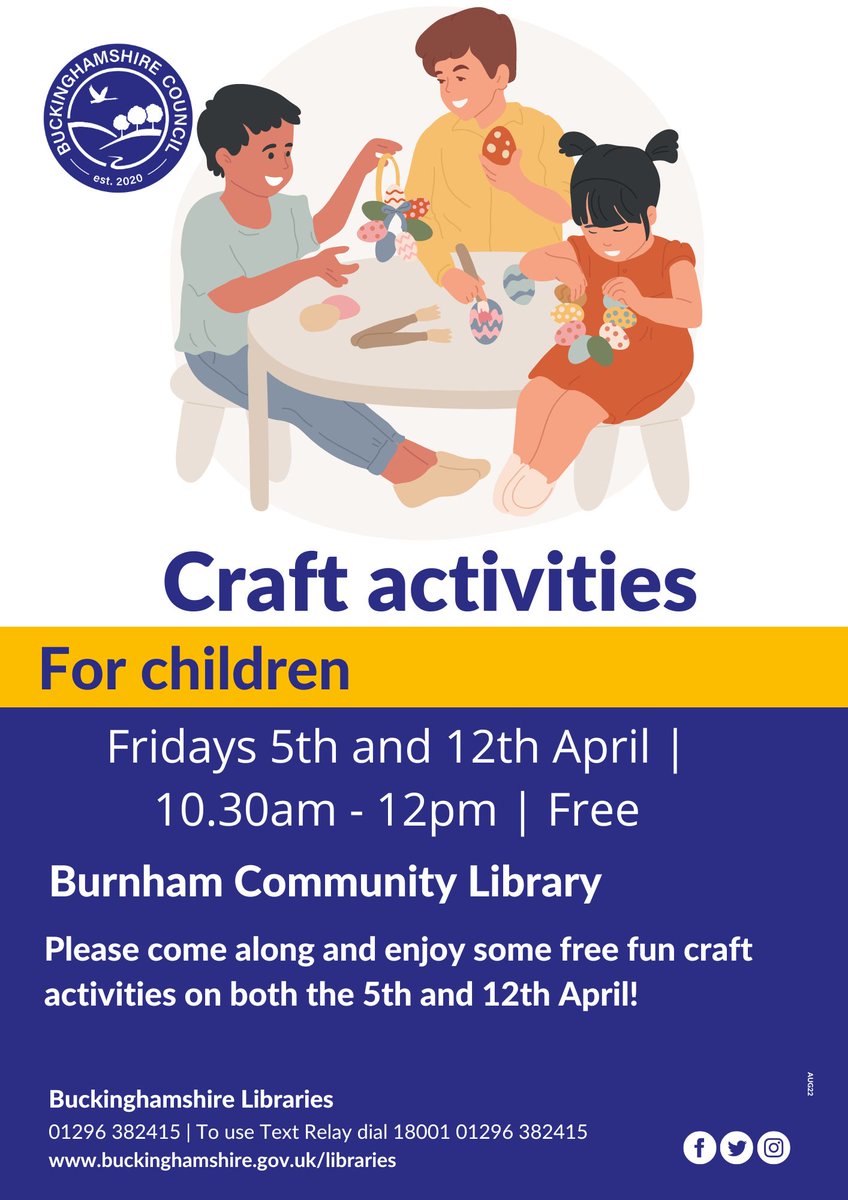 Free children's craft activities April 5 &amp; 12 at Burnham Library. Come along for some Springtime fun