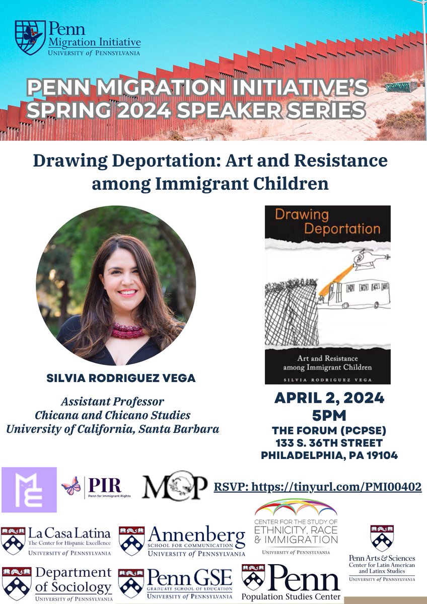 Mark your calendars for April 2nd! @CSERI_UPenn and @PMI_Penn will hold a Symposium on Immigration Policy and the 2024 Election, featuring speakers from @MigrationPolicy , @immcouncil , @AILANational , @splcenter , @pennlaw and @SilviaSiSePuede to RSVP:tinyurl.com/yc7t6s8r