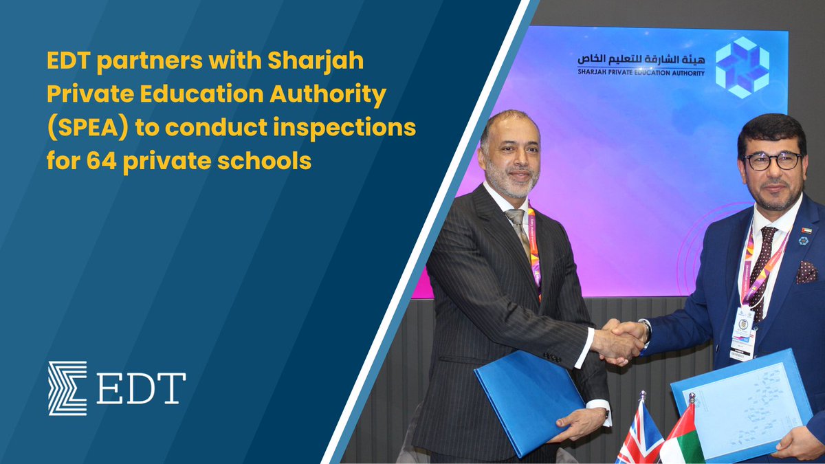 Education Development Trust (@edtvoice) on Twitter photo We are delighted to be extending our extensive impact on #schoolinspections in the #UnitedArabEmirates (#UAE) even further through our recent partnership with <a href="/shjspea/">هيئة الشـارقة للتعليم الخاص</a>, conducting #inspections for 64 private schools in Sharjah.
Read more: ow.ly/HfPQ50QMCwo We are delighted to be extending our extensive impact on #schoolinspections in the #UnitedArabEmirates (#UAE) even further through our recent partnership with <a href="/shjspea/">هيئة الشـارقة للتعليم الخاص</a>, conducting #inspections for 64 private schools in Sharjah.
Read more: ow.ly/HfPQ50QMCwo