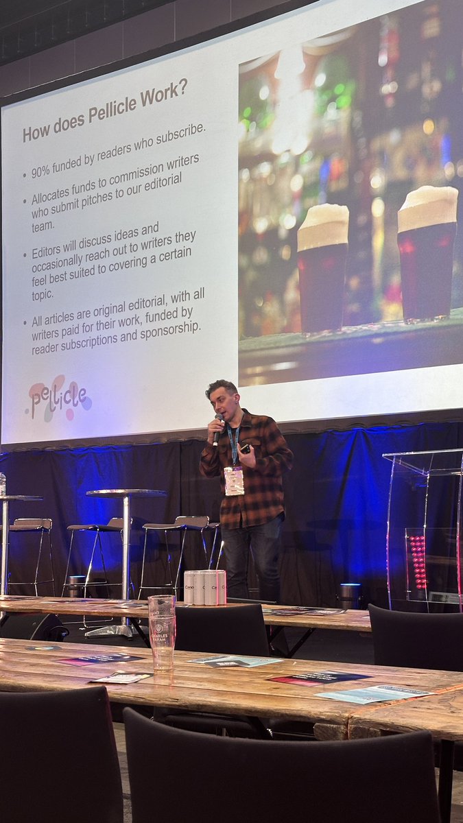 On the Future of Brewing Stage right now, @totalcurtis on how to talk to journalists. And just look at those pints in Matt’s presentation!