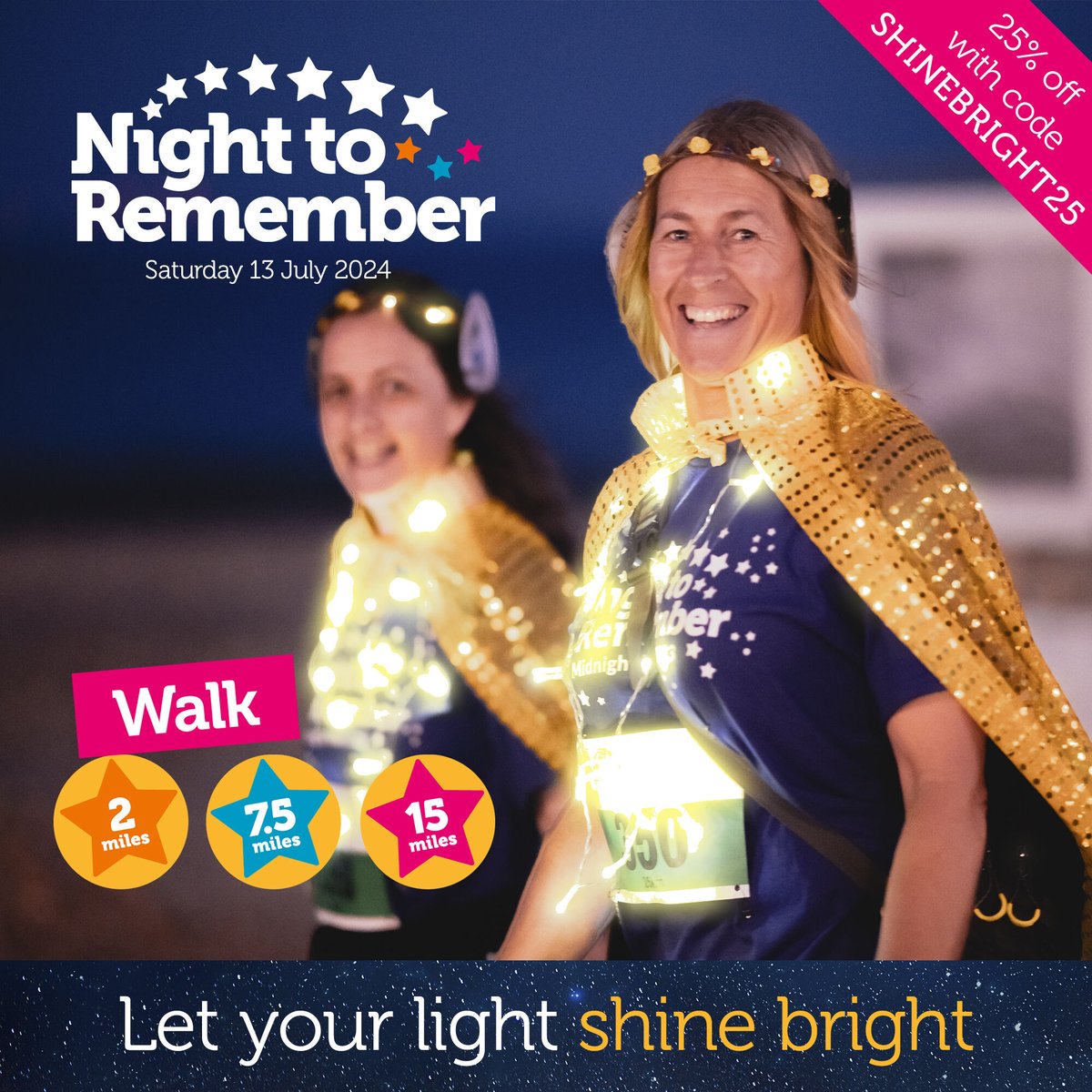 Night to Remember 2024 registration is now open! This will be your 15th year lighting up the night. Use the code “SHINEBRIGHT25” before 3 May for 25% discount. Take your first step towards supporting loving hospice care by visiting our website: stbh.org.uk/night-to-remem…