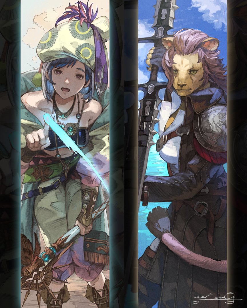 Get a look at new illustrations of the two new jobs coming in #FFXIV: Dawntrail, drawn by Yusuke Mogi!

Are you Team Pictomancer or Team Viper? 🎨⚔️