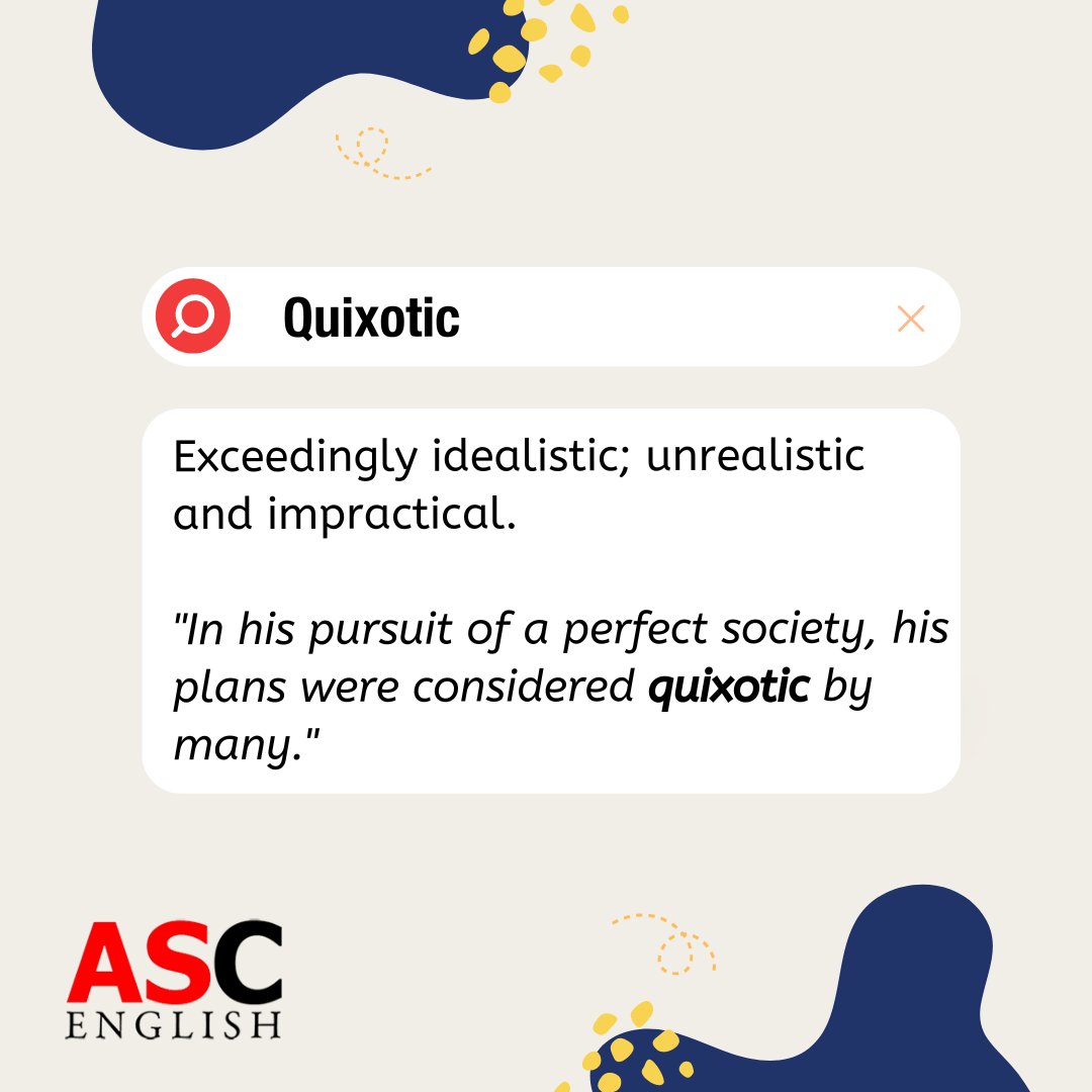 ascenglish's tweet photo. Did you know the word “Quixotic” celebrates the spirit of dreamers chasing the impossible, and it’s inspired by the character Don Quixote's adventures? 🤸‍♂️✨ https://t.co/aK2HKpDARE
