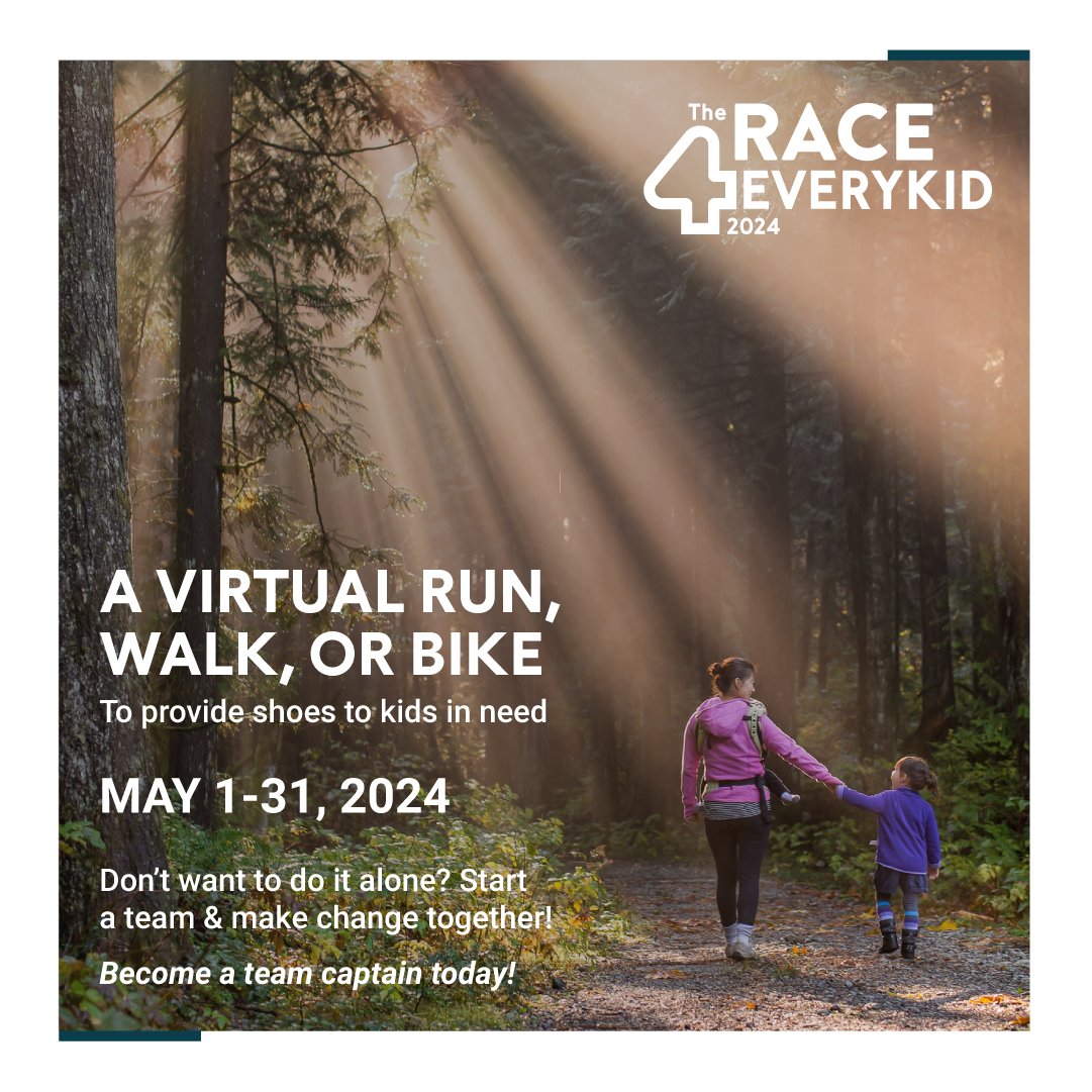 Ready.. set… GO!! You can now register for the #Race4EveryKid, May 1-31 2024, and become a champion for children overcoming homelessness. Become a team captain today by clicking the link below! 👟 charity.pledgeit.org/Race4EveryKid