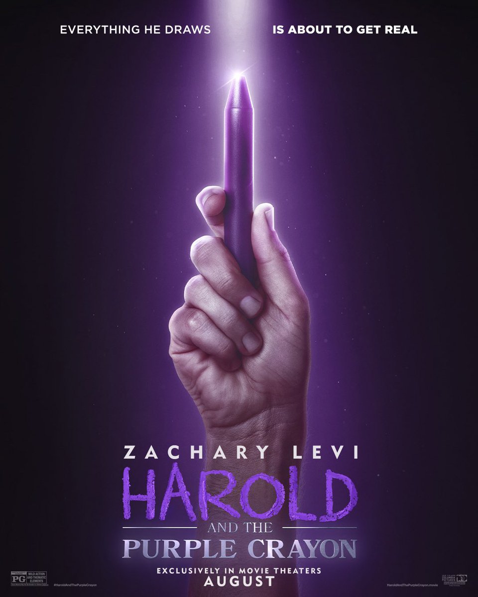 DiscussingFilm's tweet photo. First posters for ‘HAROLD AND THE PURPLE CRAYON’.

In theaters on August 2. https://t.co/wRoaFo6Ylw