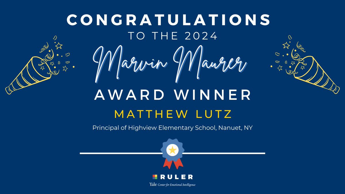Congratulations to the recipient of the 2024 Marvin Maurer Award, Matthew Lutz! Your outstanding contributions have inspired us all. Here's to your dedication, innovation, and the positive impact you've made as a RULER educator.