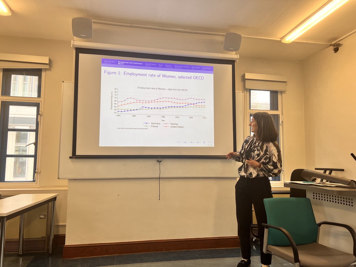 Mothers adjust the ways they work, not necessarily hours, when child care provision increases, evidence from Norway by ⁦@AstridKunze⁩ today at the ⁦@LSEnews⁩ ⁦@WISPPRH⁩ Women in the Workplace Workshop ⁦@Caro_cly⁩ ⁦@MargauxSuteau⁩