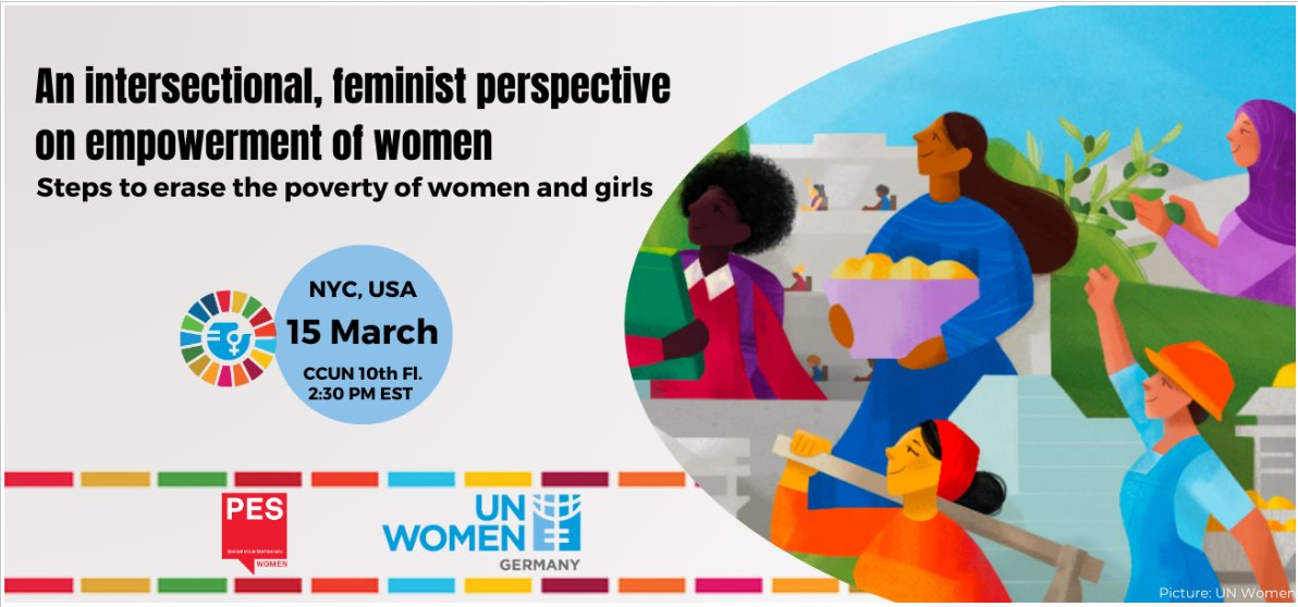 PES Women is in NYC for #CSW68🗽Our event with @UNWomen_Germany on 'Steps to erase the poverty of women and girls' happening tomorrow! With high-level guests @AnnLinde @Elke_Ferner @Reachoutreo @LesiaRadelicki for an intersectional feminist perspective on empowerment of women✊