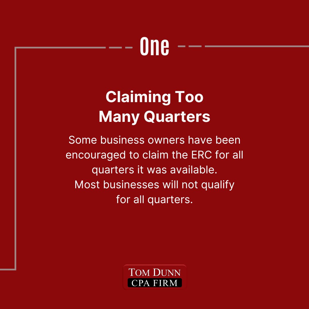 TomDunnCPA's tweet photo. The ERC has had great intentions in helping small business owners and their employees—some promoters, however, have encouraged individuals to file incorrectly. This is not an exhaustive list of red flags; reach out to our team with any questions: https://t.co/9CZwwu5SDt https://t.co/o60b143q3e