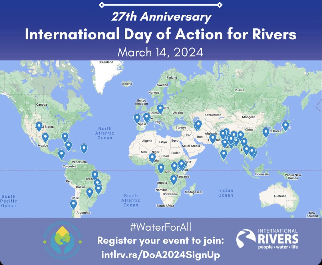 Update: March 14th, celebrated as International day of Action for Rivers. The International Rivers is conducting a march on this day with the theme #waterforall #RiverDefenders @intlrivers 

Source: International Rivers

Retweet to support the Action Save Rivers