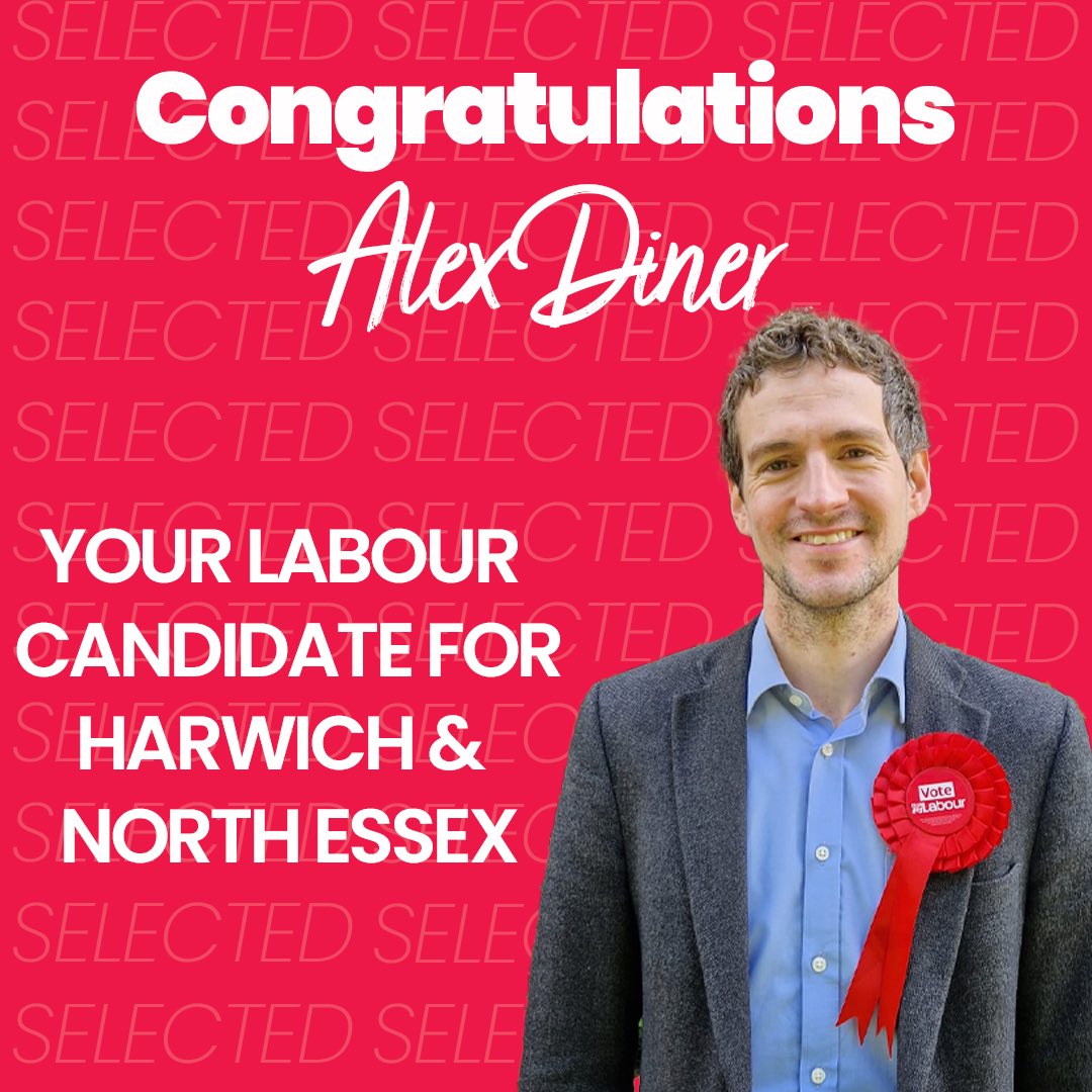 Congratulations Alex Diner, Labour’s Parliamentary candidate for Harwich and North Essex!