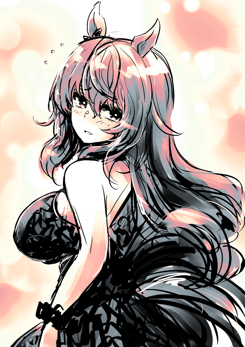 「ドレス姿を褒められて恥ずかしがるマブ.png 」|逆毛🔞/𝘀𝗸𝗴𝗺𝟮𝗸【skeb依頼募集中】のイラスト
