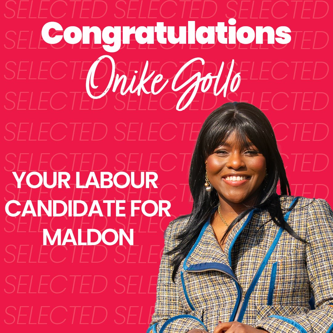 Congratulations Onike Gollo, Labour’s Parliamentary candidate for Maldon!