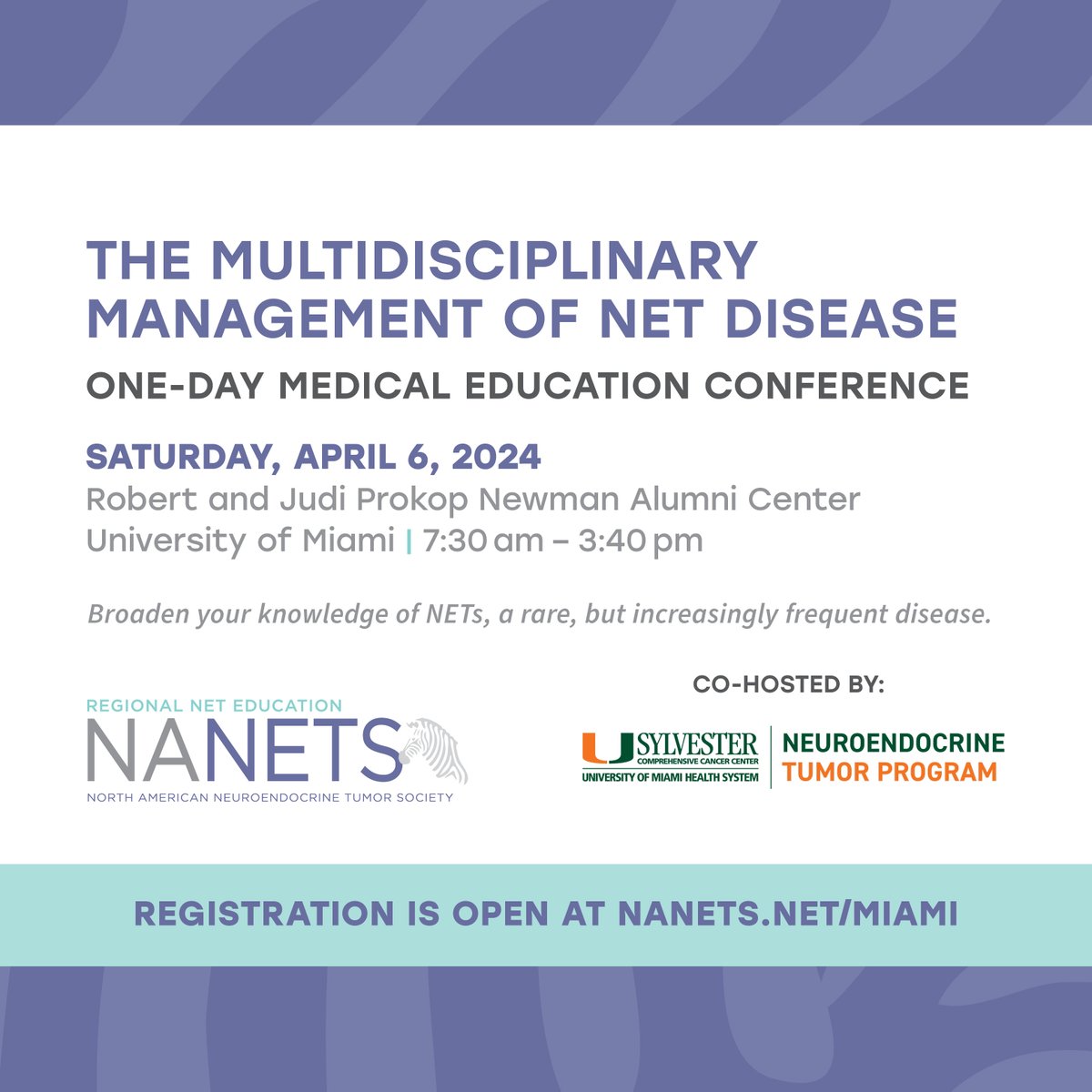 Our first NET Regional Education Conference of '24 is less than a month away! Have you registered? Students, Fellows and Residents register FREE! Learn more and sign up today:bhttps://loom.ly/xQhaaZo @AmanChauhan @SylvesterCancerCenter #NETCancers #NeuroendocrineTumors