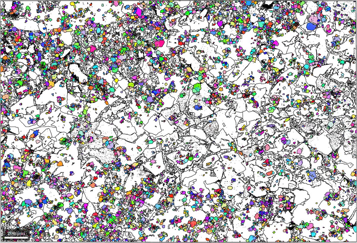 Happy #ThinSectionThursday! #EBSD map of a synthetic lithium slag showing #spinel crystal orientation. 🔬 Imaged with a ZEISS Gemini 450 #SEM (@zeiss_micro) at Utrecht University (@UniUtrecht) by Maartje Hamers for @EXCITE_network TNA user Cindytami Rachmawati, @TUBergakademie