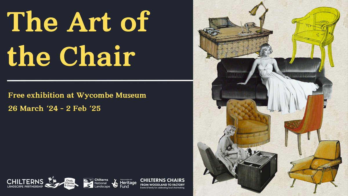 NOW OPEN: THE ART OF THE CHAIR An exhibition celebrating the art, design and marketing of High Wycombe chairs through the years. Produced with with funding from @ChilternsCCC . With thanks to @ChilternsNL and @heritagefunduk.