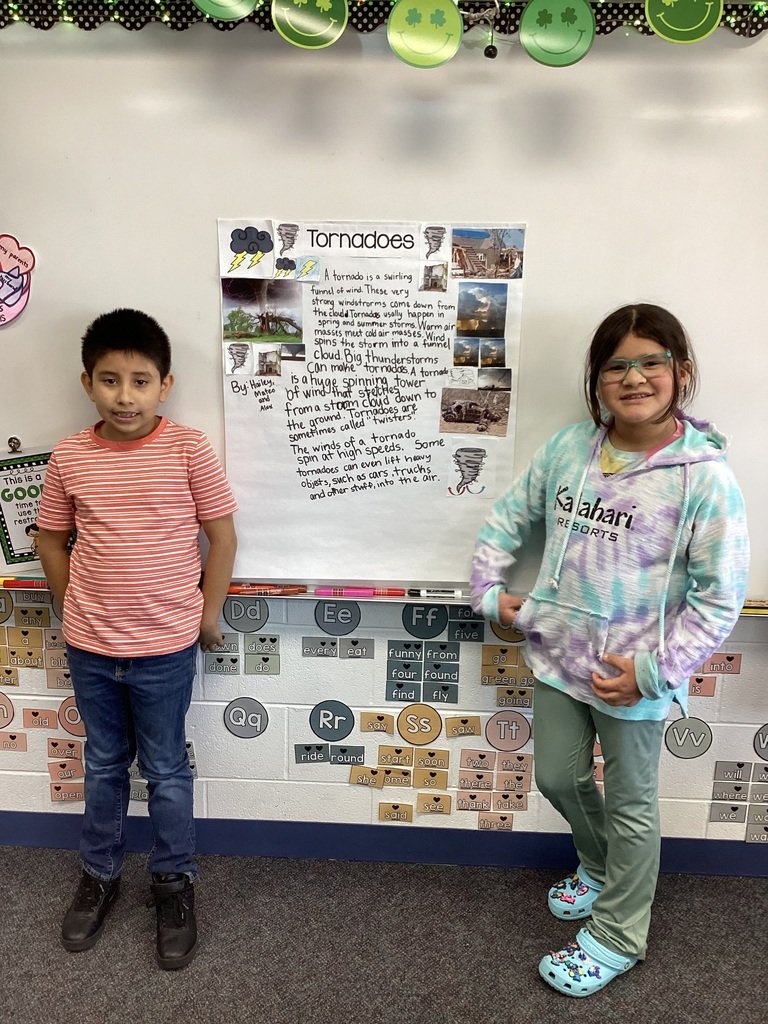 CrosbyElemD50's tweet photo. Third graders in Ms. Brady/Mrs. Robistow and Mrs. Juarez's class researched natural disasters and created posters. #CrosBees #HarvardPOG #Collaboration #CriticalLearner https://t.co/rI8rvvL28A
