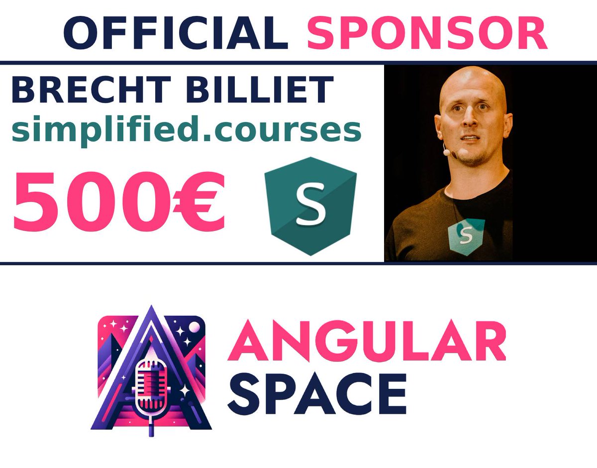 First Angular Space Sponsor!!! 🔥🔥🔥
#angular

Giant thanks to <a href="/brechtbilliet/">Brecht Billiet</a> &amp; <a href="/pick_simplified/">Simplified Courses</a> !

Brecht decided to donate 500€ 
to help Angular Space grow and evolve. 

If you would like to sponsor Angular Space as well drop me a DM :)  

Checkout Simplified Courses 👇