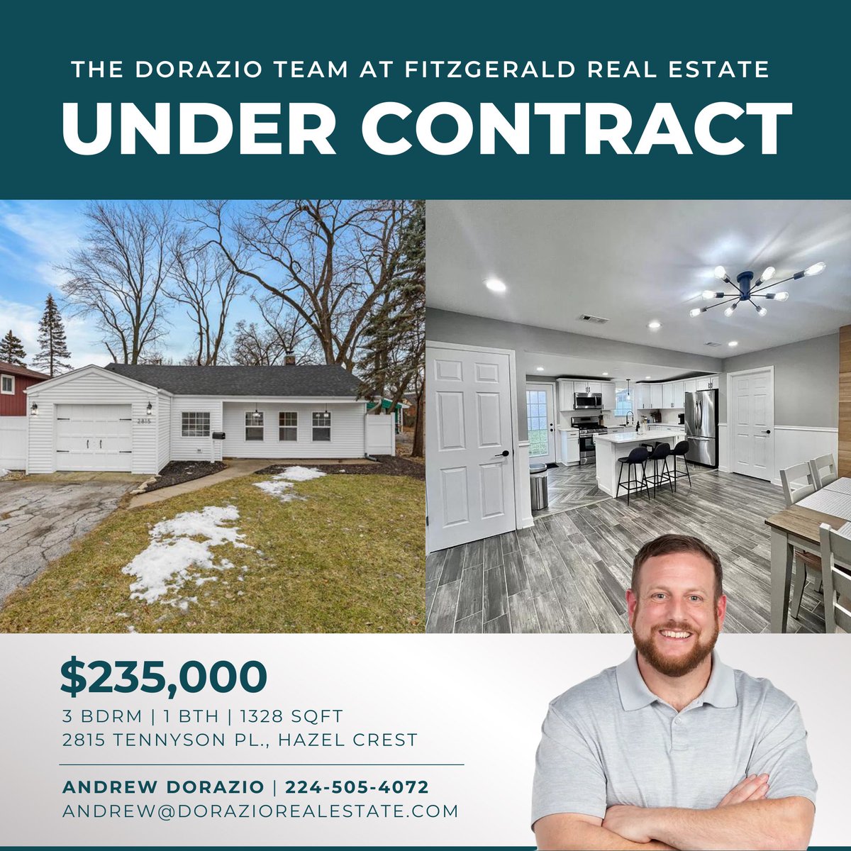 Happy to help our repeat client get under contract on this beautiful, recently renovated 3BD home in Hazel Crest! 🏡

#doraziorealestate #dorazioteam #fitzgeraldrealestate #undercontract #hazelcrest #chicagorealestate #salepending