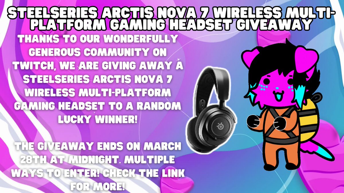Thanks to the generosity of our Twitch community once more!

Win yourself a SteelSeries Arctis Nova 7 Wireless Multi-Platform Gaming Headset just by following the instructions below:

gleam.io/3WPjG/steelser…

Ends on March 28th! Multiple ways to enter, only one winner! GOOD LUCK