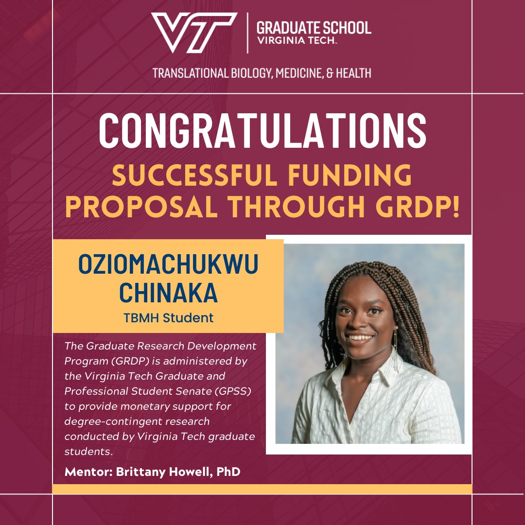 Congratulations to <a href="/Oziomachukwuch/">Oziomachukwu Chinaka</a> on her funding through GRDP! <a href="/BrittanyRHowell/">Brittany Howell</a>