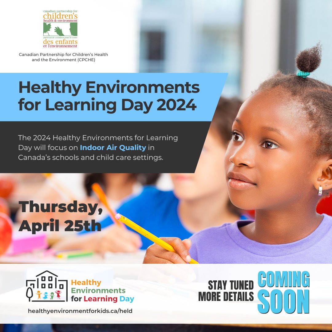 The 2024 Healthy Environments for Learning Day will focus on Indoor Air Quality in Canada’s schools and child care settings.
healthyenvironmentforkids.ca/held
@CanEnvLawAssn