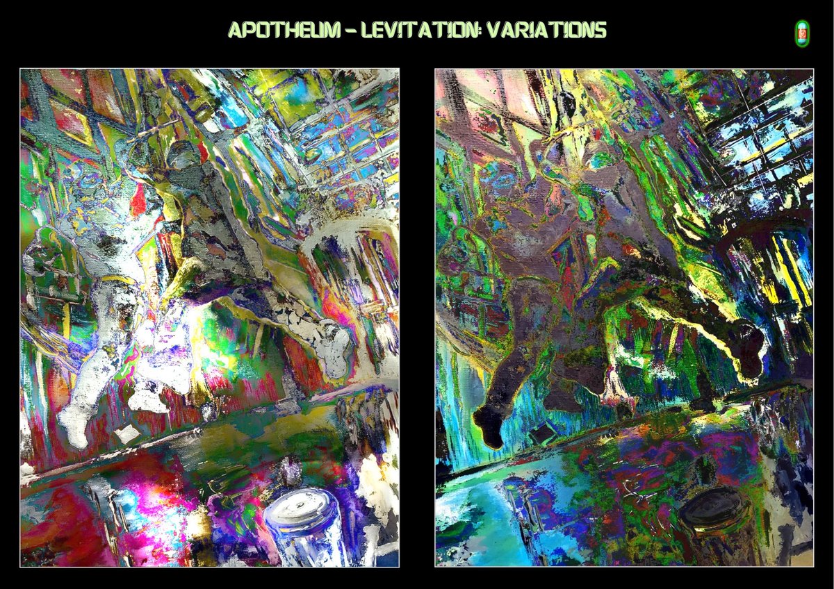 PDcafargo's tweet photo. Apotheum - Levitation: Variations on a Theme. Scanned original painting, modified with 2D filters. 2024. Part of the Long Emergency series.
https://t.co/fHI4j5yz6u
#art #painting #digitalart #FilterForge #Longemergency https://t.co/b2uF3Fc40s